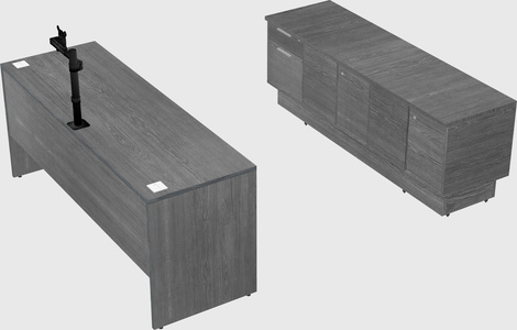 Parallel desk with low credenza