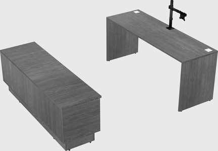 Parallel desk with low credenza