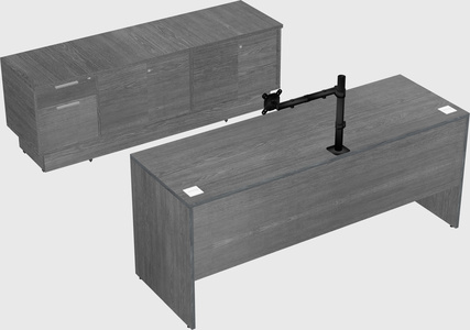 Parallel desk with low credenza