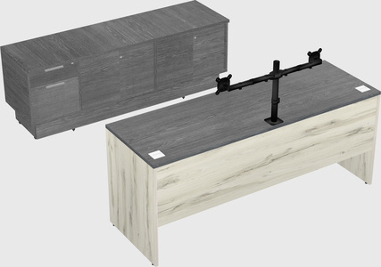 Parallel desk with low credenza