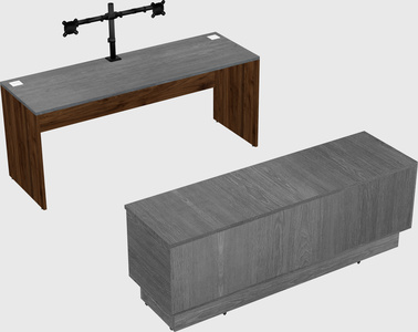 Parallel desk with low credenza