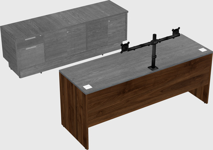 Parallel desk with low credenza