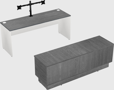 Parallel desk with low credenza