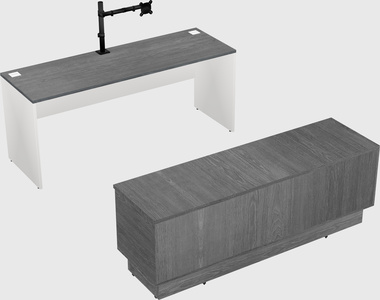 Parallel desk with low credenza