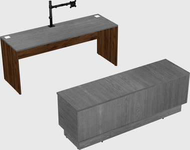 Parallel desk with low credenza