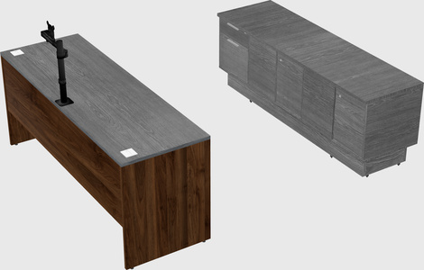 Parallel desk with low credenza