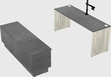 Parallel desk with low credenza
