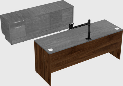 Parallel desk with low credenza