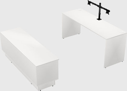 Parallel desk with low credenza