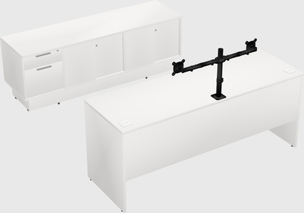 Parallel desk with low credenza