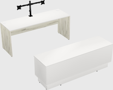 Parallel desk with low credenza