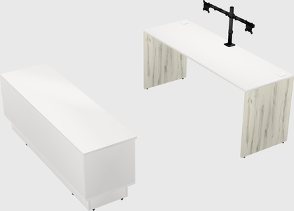 Parallel desk with low credenza