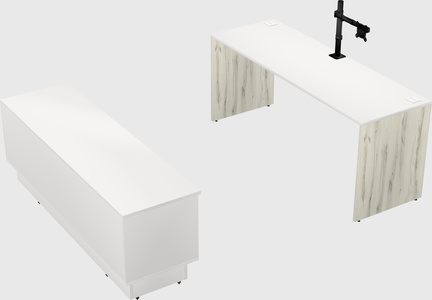 Parallel desk with low credenza
