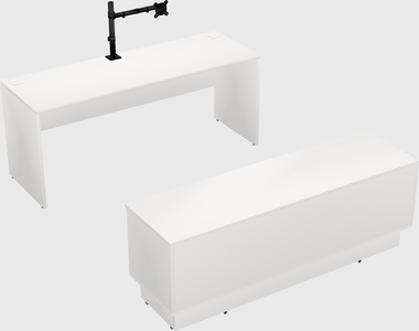 Parallel desk with low credenza