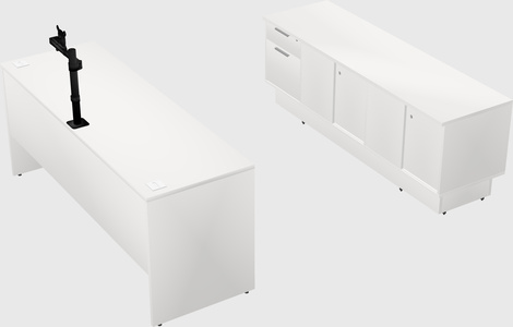 Parallel desk with low credenza