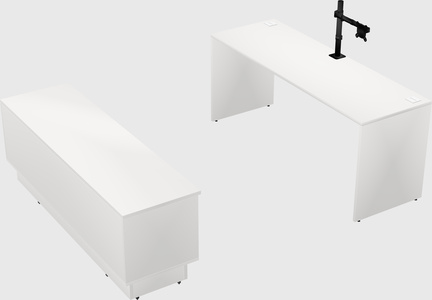 Parallel desk with low credenza