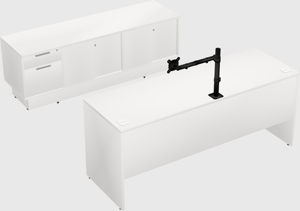 Parallel desk with low credenza