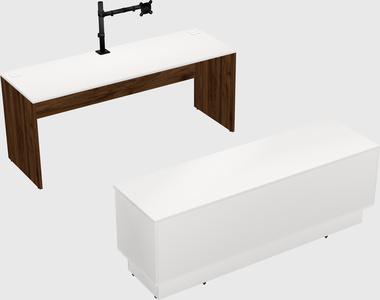 Parallel desk with low credenza