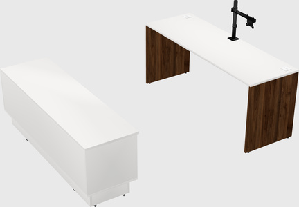 Parallel desk with low credenza