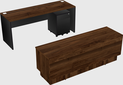Parallel desk with low credenza