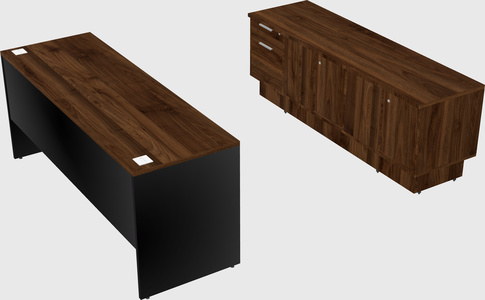 Parallel desk with low credenza