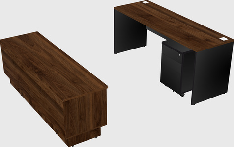 Parallel desk with low credenza