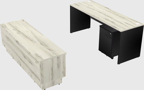 Parallel desk with low credenza