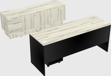 Parallel desk with low credenza