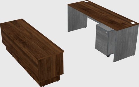 Parallel desk with low credenza