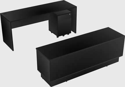 Parallel desk with low credenza