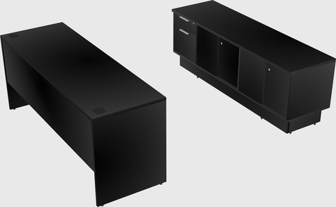 Parallel desk with low credenza