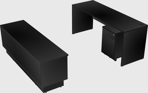 Parallel desk with low credenza