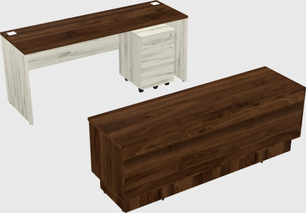 Parallel desk with low credenza