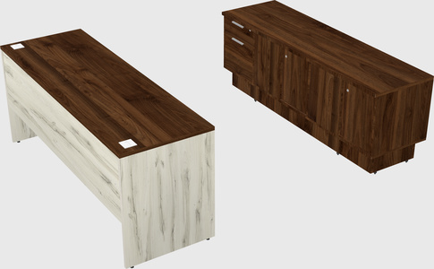 Parallel desk with low credenza