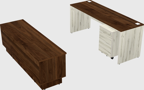 Parallel desk with low credenza