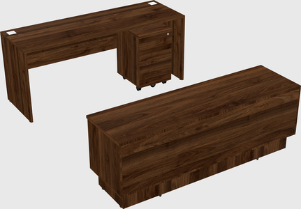Parallel desk with low credenza