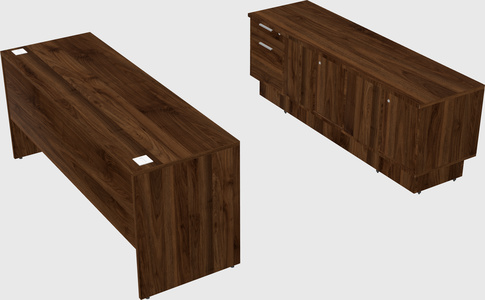 Parallel desk with low credenza