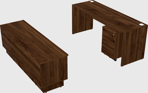 Parallel desk with low credenza