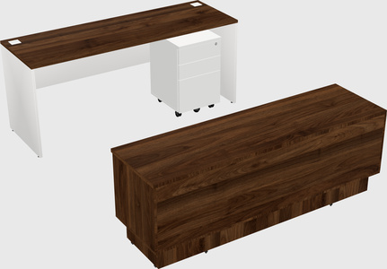 Parallel desk with low credenza