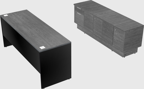 Parallel desk with low credenza