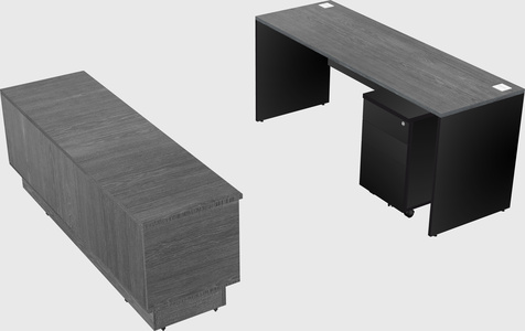 Parallel desk with low credenza