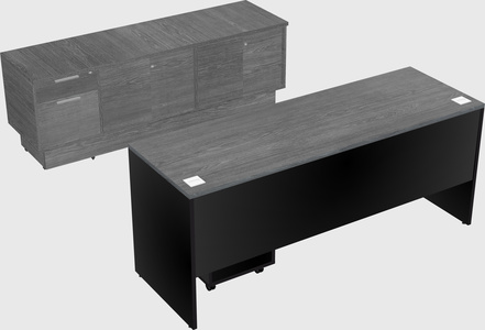 Parallel desk with low credenza