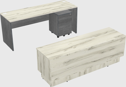 Parallel desk with low credenza