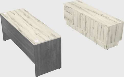Parallel desk with low credenza