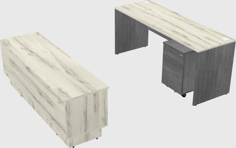 Parallel desk with low credenza