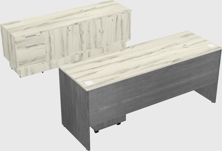 Parallel desk with low credenza