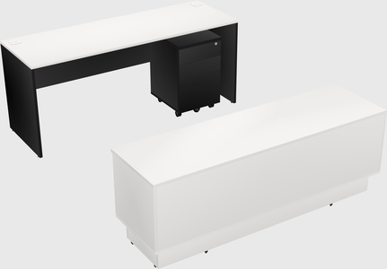 Parallel desk with low credenza