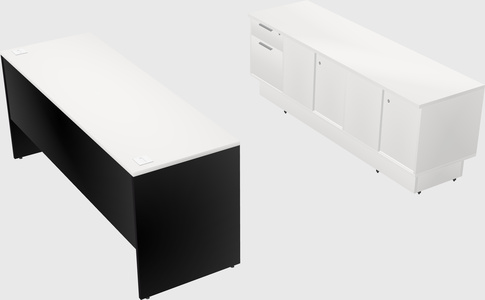 Parallel desk with low credenza