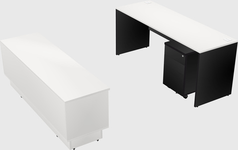 Parallel desk with low credenza