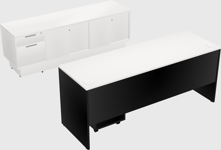 Parallel desk with low credenza